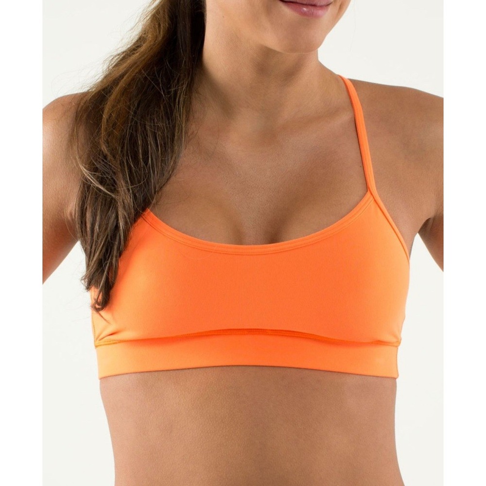 Lululemon Women Size 12 Flow‎ Y Nulu Longline Bra TIGE Orange LW2EH4S
